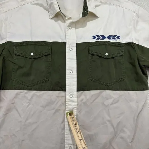 VTG Wrangler Rustler Western Shirt Mens Large Pearl Snap Brushpopper Embroidered - Picture 4 of 9